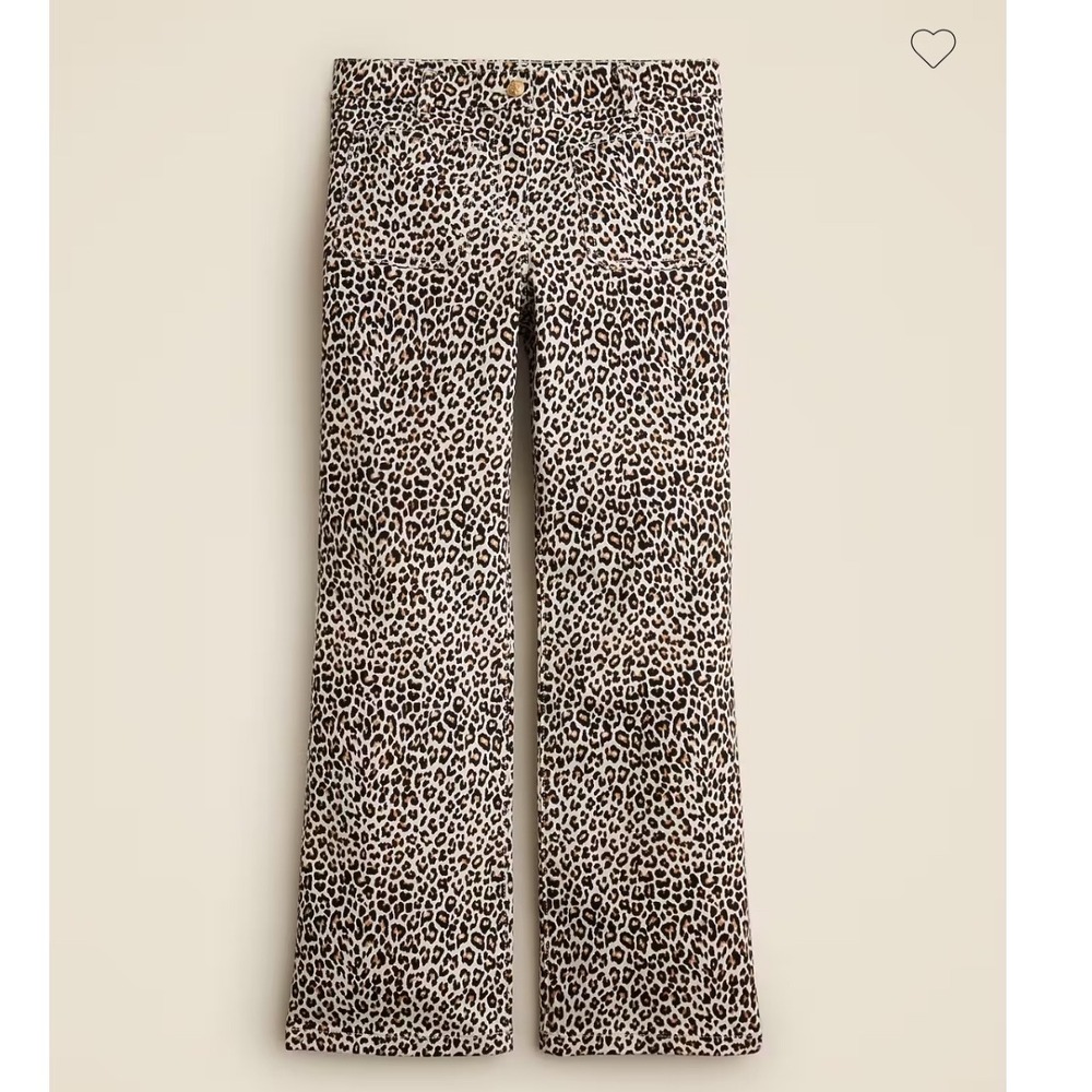 J.Crew Women High-Rise Kickout Jean 30 Tall Cotton Stretch Sailor Pocket Leopard